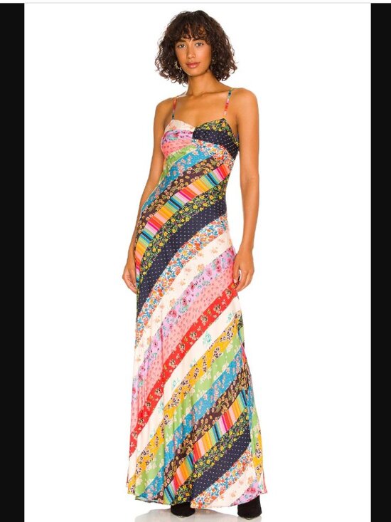 Free People Dresses & Skirts - Free People Fiona Maxi Dress Confetti Combo Patchwork Floral Size Small